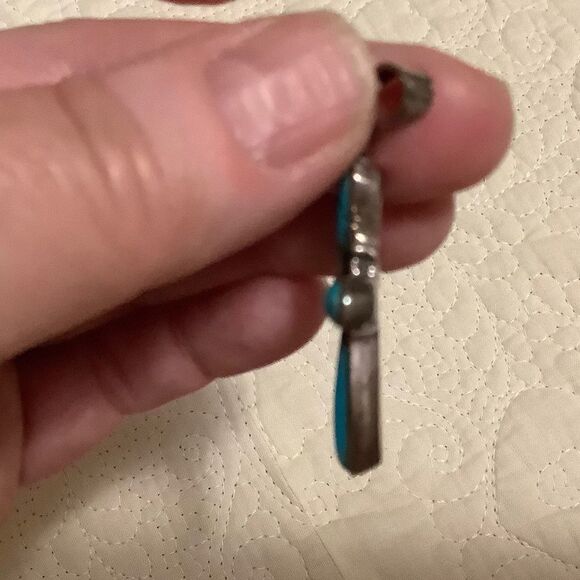 𝅺sterling SILVER 925 TURQUOISE INLAID LARGE CROSS​ - Picture 4 of 8